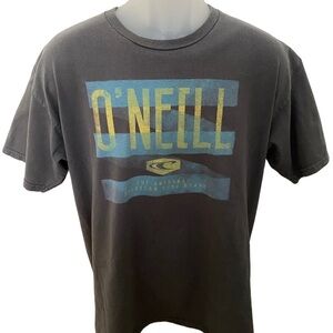 O’NEILL Surf Grey Shirt w/ Blue & Yellow Logo Tee Shirt Men L Large Classic Fit